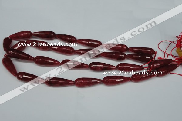 CCN2884 15.5 inches 10*30mm faceted teardrop candy jade beads