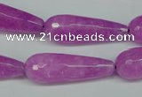 CCN2885 15.5 inches 10*30mm faceted teardrop candy jade beads