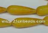 CCN2886 15.5 inches 10*30mm faceted teardrop candy jade beads