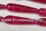 CCN2890 15.5 inches 10*40mm faceted teardrop candy jade beads