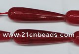 CCN2891 15.5 inches 10*40mm faceted teardrop candy jade beads