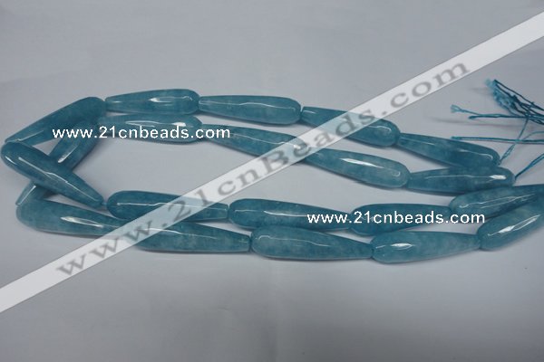 CCN2893 15.5 inches 10*40mm faceted teardrop candy jade beads