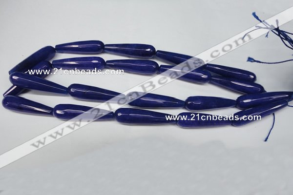 CCN2896 15.5 inches 10*40mm faceted teardrop candy jade beads