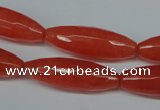 CCN2910 15.5 inches 10*30mm faceted rice candy jade beads