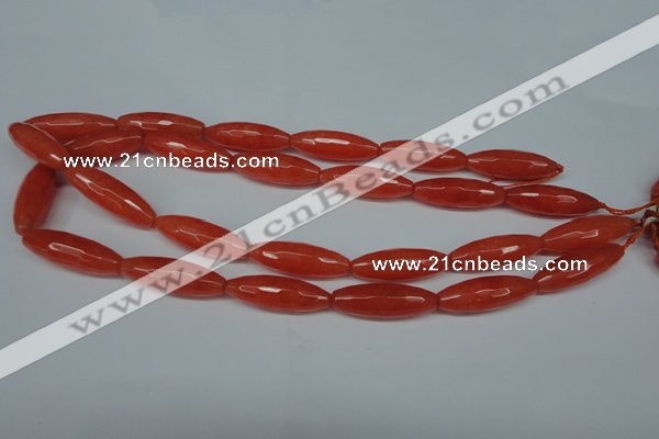 CCN2910 15.5 inches 10*30mm faceted rice candy jade beads