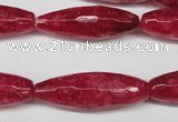 CCN2911 15.5 inches 10*30mm faceted rice candy jade beads