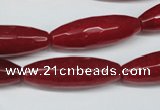 CCN2912 15.5 inches 10*30mm faceted rice candy jade beads