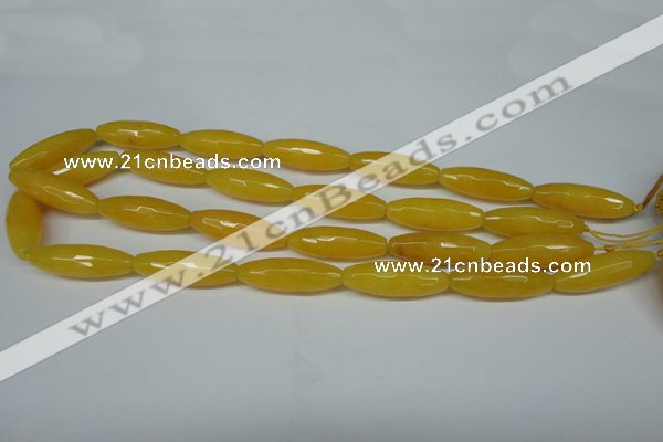 CCN2913 15.5 inches 10*30mm faceted rice candy jade beads