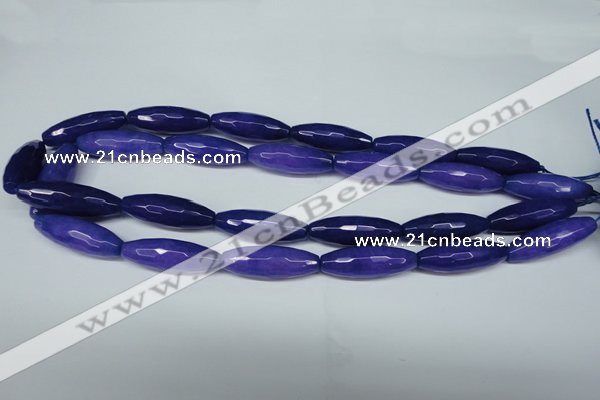 CCN2914 15.5 inches 10*30mm faceted rice candy jade beads