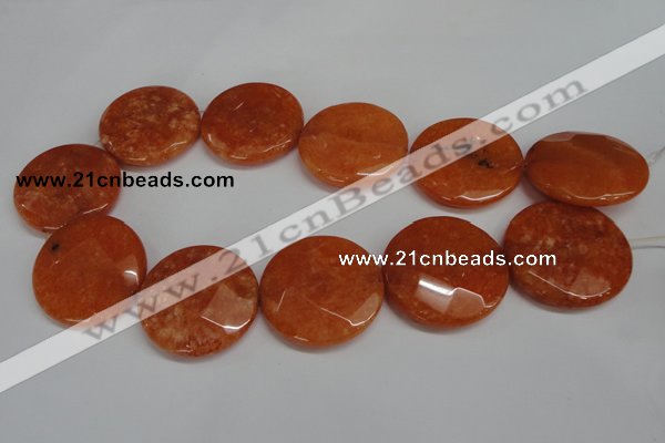 CCN303 15.5 inches 35mm faceted coin candy jade beads wholesale