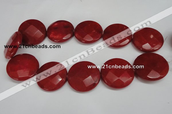 CCN305 15.5 inches 35mm faceted coin candy jade beads wholesale