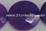 CCN319 15.5 inches 40mm faceted coin candy jade beads wholesale