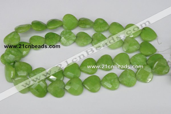 CCN360 15.5 inches 20*20mm faceted heart candy jade beads wholesale