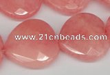 CCN372 15.5 inches 25*25mm faceted heart candy jade beads wholesale