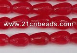 CCN3778 15.5 inches 8*12mm faceted teardrop candy jade beads