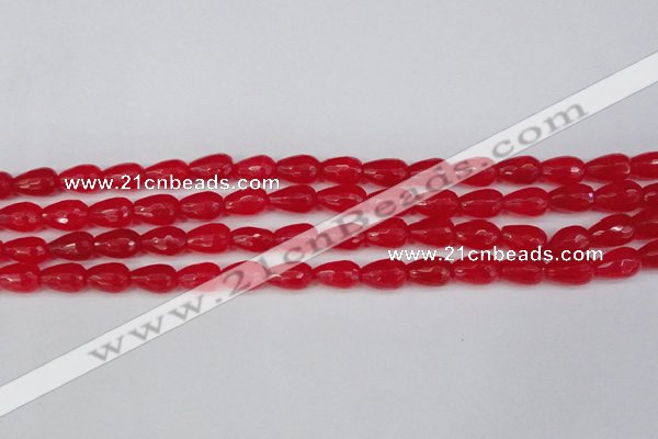 CCN3778 15.5 inches 8*12mm faceted teardrop candy jade beads