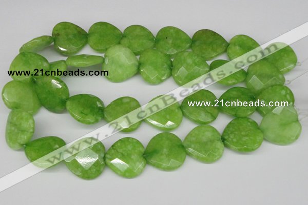 CCN378 15.5 inches 25*25mm faceted heart candy jade beads wholesale