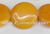 CCN3840 15.5 inches 30mm flat round candy jade beads wholesale