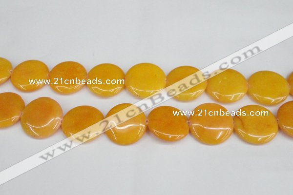 CCN3840 15.5 inches 30mm flat round candy jade beads wholesale