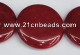 CCN3843 15.5 inches 30mm flat round candy jade beads wholesale