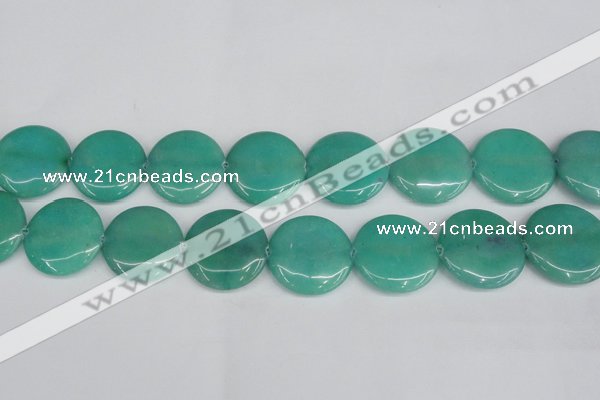 CCN3844 15.5 inches 30mm flat round candy jade beads wholesale