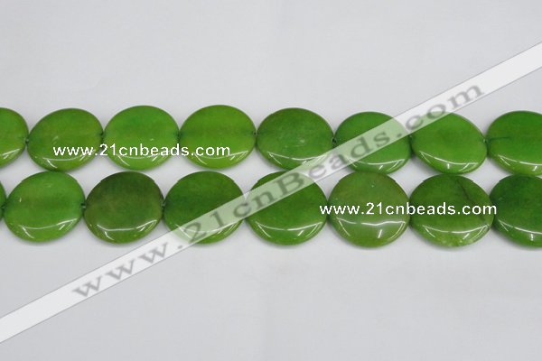 CCN3845 15.5 inches 30mm flat round candy jade beads wholesale