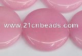 CCN3851 15.5 inches 35mm flat round candy jade beads wholesale