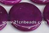 CCN3854 15.5 inches 35mm flat round candy jade beads wholesale