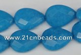 CCN386 15.5 inches 15*20mm faceted flat teardrop candy jade beads