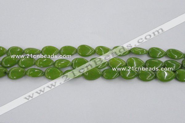 CCN3868 15.5 inches 13*18mm flat teardrop candy jade beads