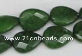 CCN389 15.5 inches 15*20mm faceted flat teardrop candy jade beads