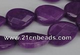 CCN390 15.5 inches 15*20mm faceted flat teardrop candy jade beads