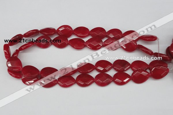 CCN391 15.5 inches 15*20mm faceted flat teardrop candy jade beads