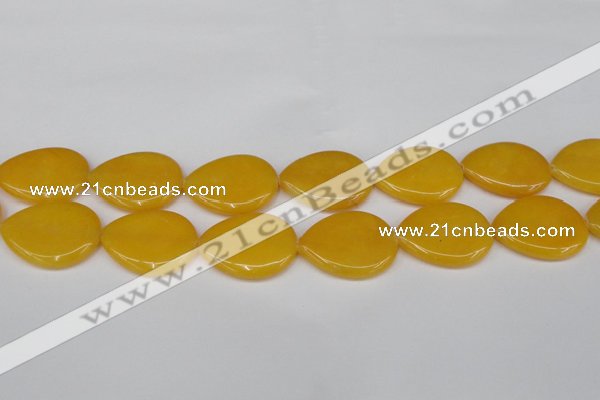 CCN3970 15.5 inches 30*40mm flat teardrop candy jade beads