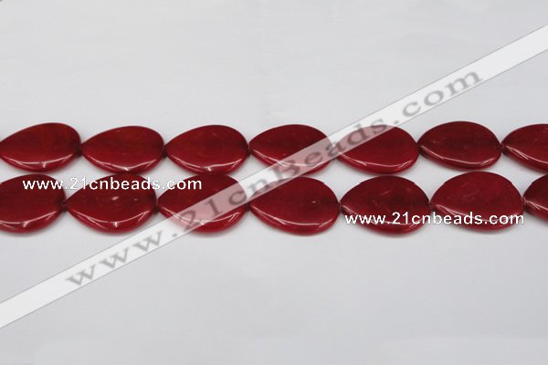 CCN3974 15.5 inches 30*40mm flat teardrop candy jade beads