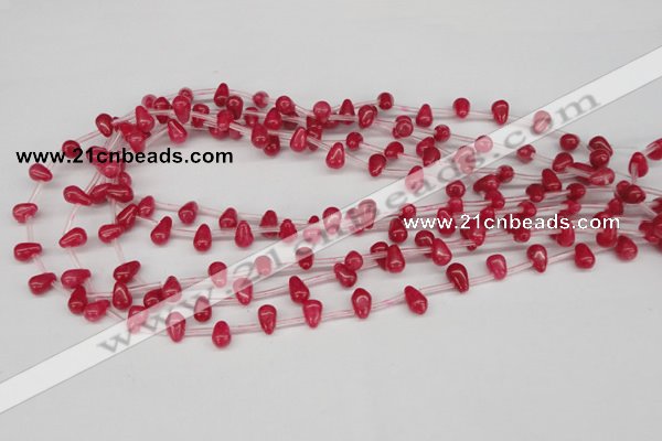 CCN436 15.5 inches Top-drilled 6*9mm teardrop candy jade beads