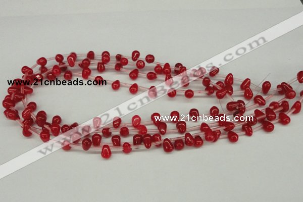 CCN437 15.5 inches Top-drilled 6*9mm teardrop candy jade beads