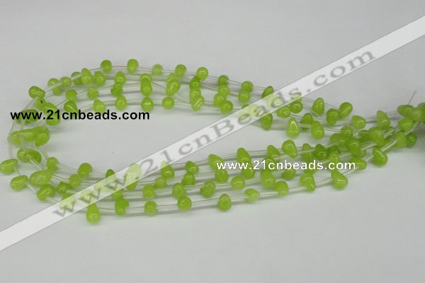CCN438 15.5 inches Top-drilled 6*9mm teardrop candy jade beads