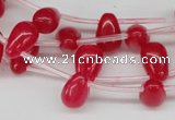 CCN452 15.5 inches Top-drilled 8*12mm teardrop candy jade beads