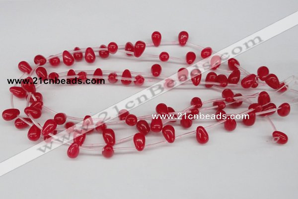 CCN452 15.5 inches Top-drilled 8*12mm teardrop candy jade beads