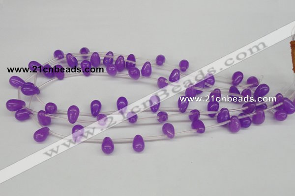 CCN453 15.5 inches Top-drilled 8*12mm teardrop candy jade beads