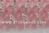 CCN4608 15.5 inches 12mm round candy jade with rhinestone beads