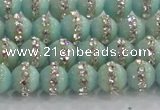 CCN4610 15.5 inches 6mm round candy jade with rhinestone beads