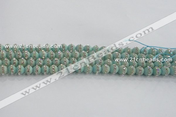 CCN4610 15.5 inches 6mm round candy jade with rhinestone beads