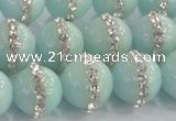 CCN4613 15.5 inches 12mm round candy jade with rhinestone beads