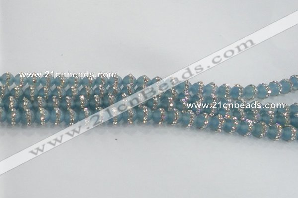 CCN4615 15.5 inches 6mm round candy jade with rhinestone beads