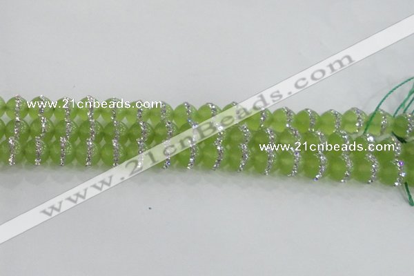 CCN4620 15.5 inches 6mm round candy jade with rhinestone beads