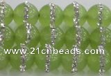 CCN4623 15.5 inches 12mm round candy jade with rhinestone beads