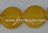 CCN505 15.5 inches 25mm flat round candy jade beads wholesale