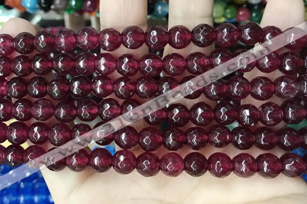 CCN5733 15 inches 8mm faceted round candy jade beads
